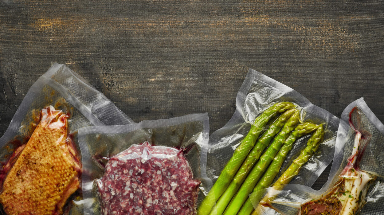 A selection of packaged foods for sous vide cooking
